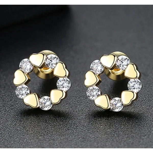 Round heart crystal earrings - Image 2
