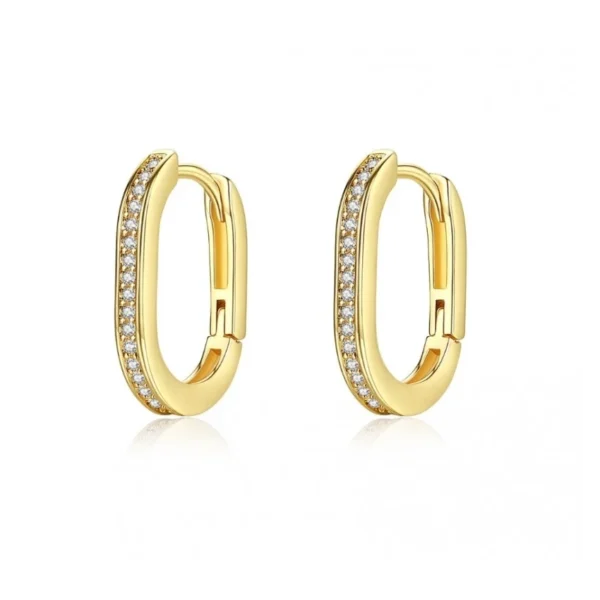 Stainless steel crystal oval earrings