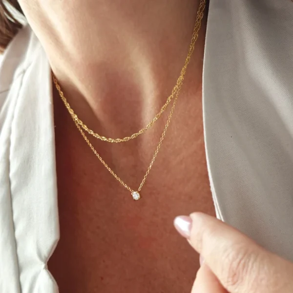 Double chain necklace with Crystal